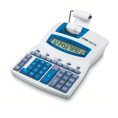 Calcolatrice scrivente 1221X - 12 cifre - bianco/azzurro - Ibico